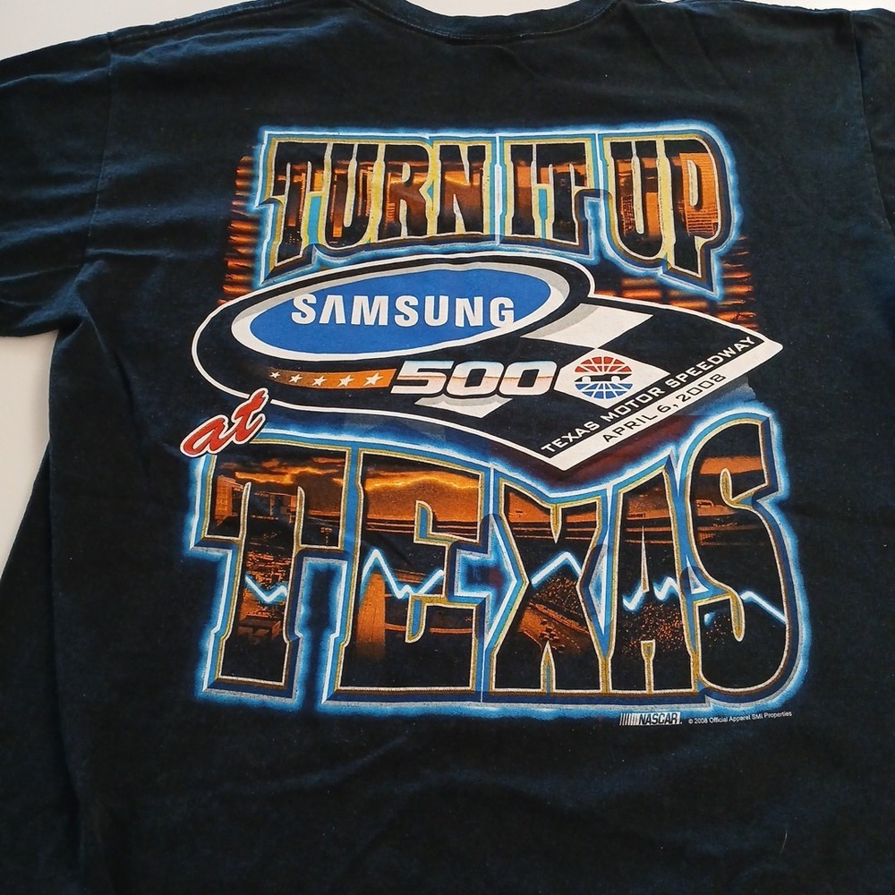 NASCAR‎  2008 Texas Motor Speedway 500 Black T-Shirt Crank em Up Turn em Loose - Picture 9 of 10